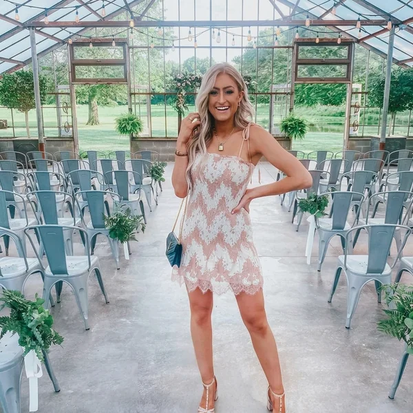Textured Chevron Lace Mini Dress