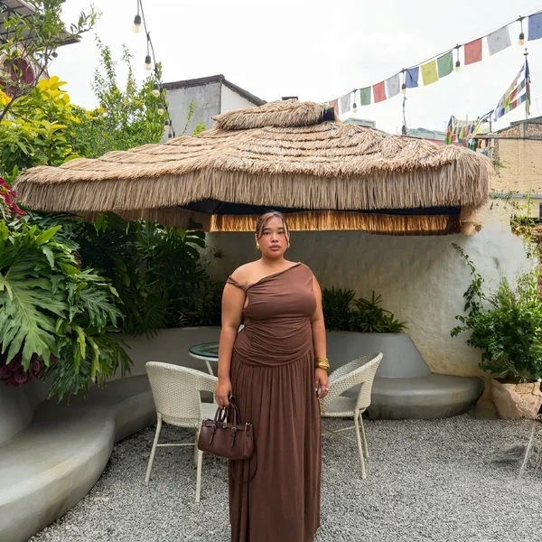 Earthy Brown One-Shoulder Ruched Maxi Dress