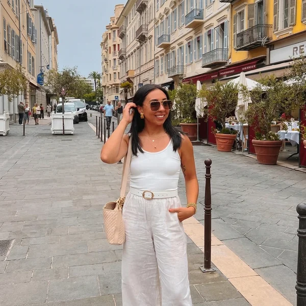 Monochromatic White Linen Wide-Leg Trousers Set