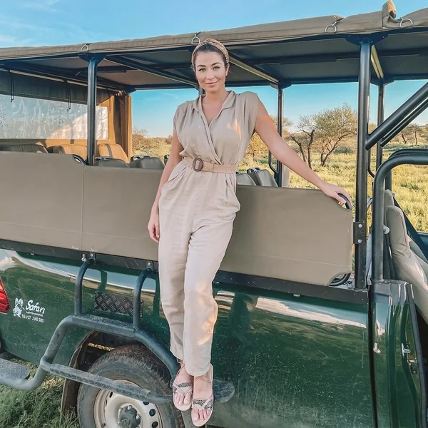 Beige Safari Linen Jumpsuit