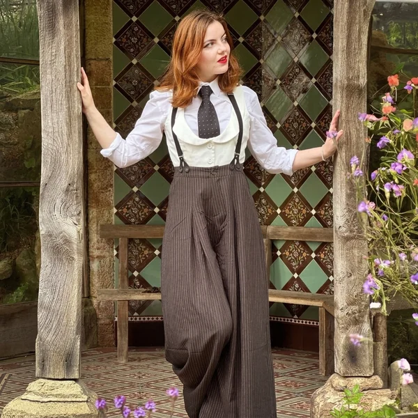 Tailored Vest with Pinstripe Wide-Leg Trousers