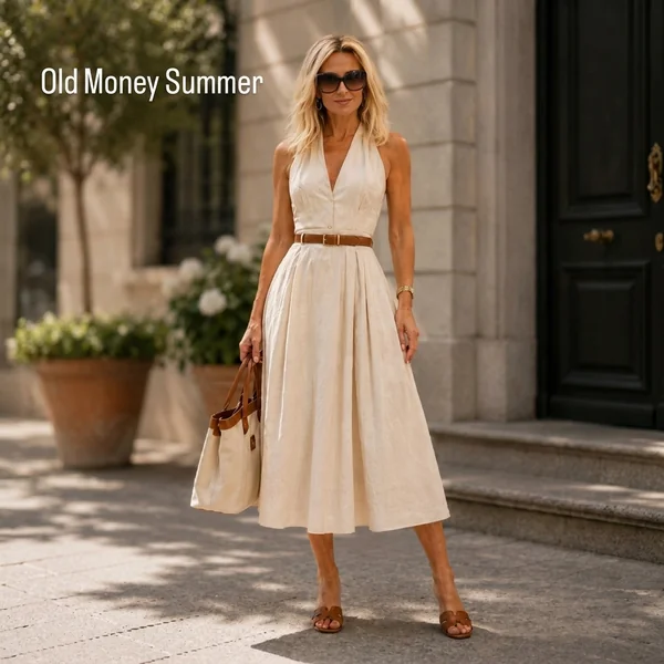 Linen Halter Midi Dress