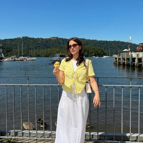 Lemon Tie-Front Cardigan & White Maxi Skirt