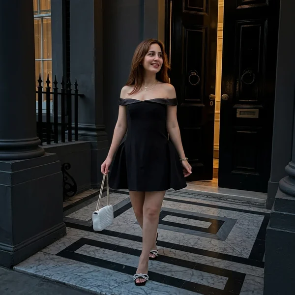 Off-the-Shoulder Black A-Line Mini Dress