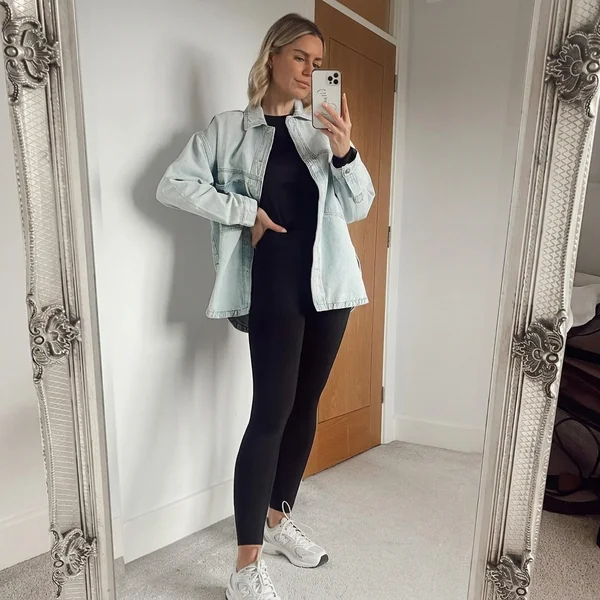 Denim Jacket & Black Leggings