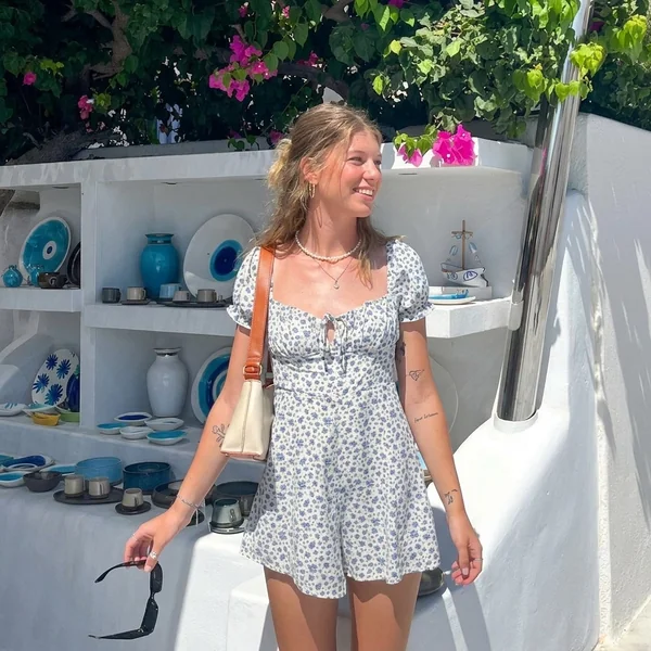 Blue Floral Milkmaid Romper