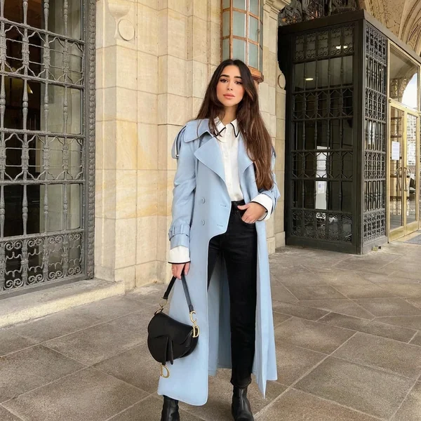 Powder Blue Maxi Trench