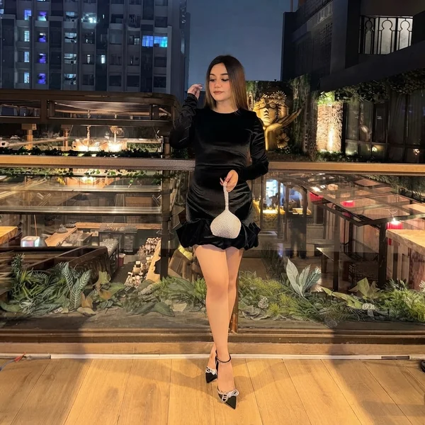 Velvet Mini Dress with Ruffled Hem