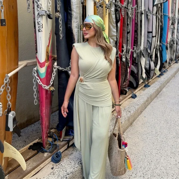 Draped Sage Green Two-Piece