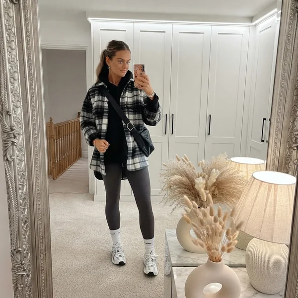 Plaid Shacket & Black Leggings