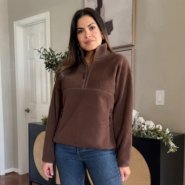 Fleece Half-Zip & Straight-Leg Jeans