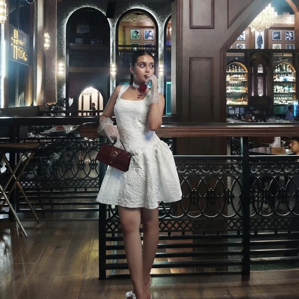 Textured White Jacquard Mini Dress