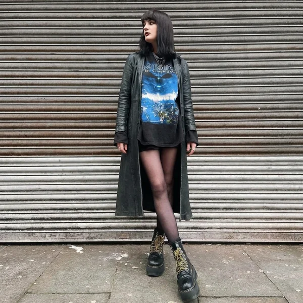 Leather Trench Band Tee Grunge