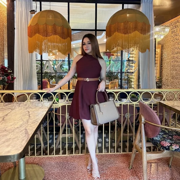 Burgundy Halter A-Line Mini Dress