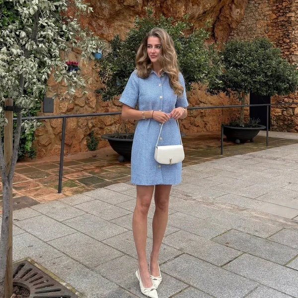 Light Blue Tweed Shirt Dress