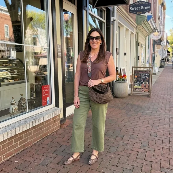 Brown Top and Olive Utility Pants