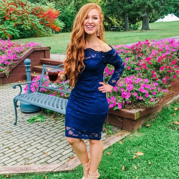 Navy Off-the-Shoulder Lace Bodycon Dress