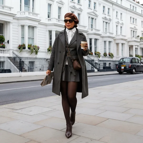Monochromatic Charcoal Tailoring & Beret