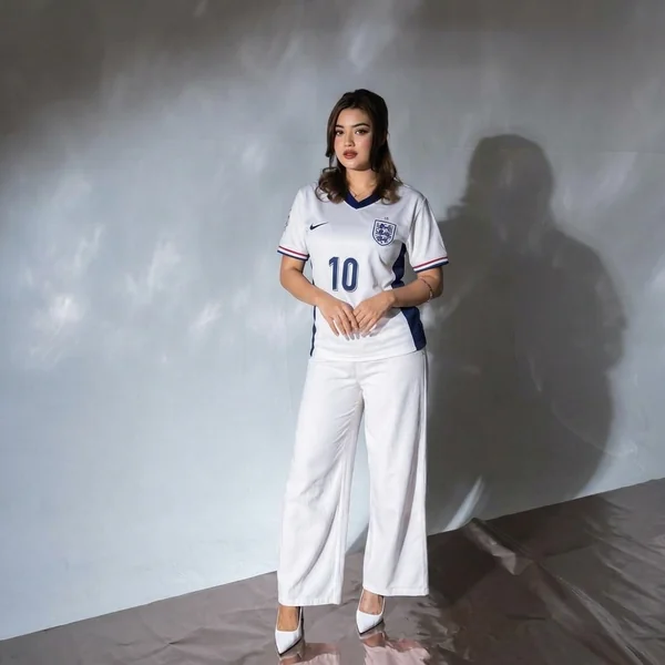 White V-Neck Jersey & Tailored Trousers