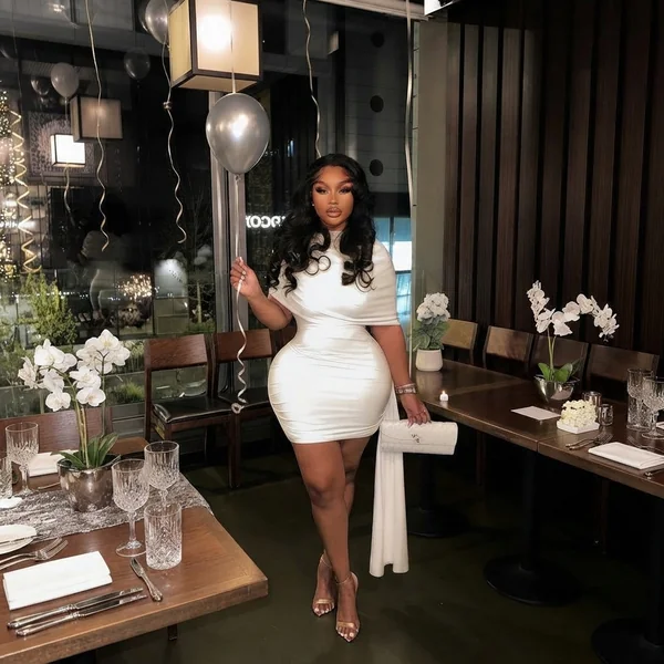 Off-The-Shoulder Satin Draped Mini Dress