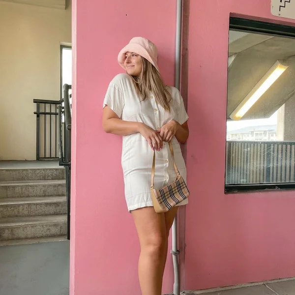 Button-Down Shirtdress & Plaid Shoulder Bag